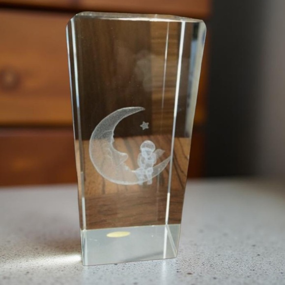 Crystal Angel on the Moon and Star Figurine Cube New - Picture 8 of 13